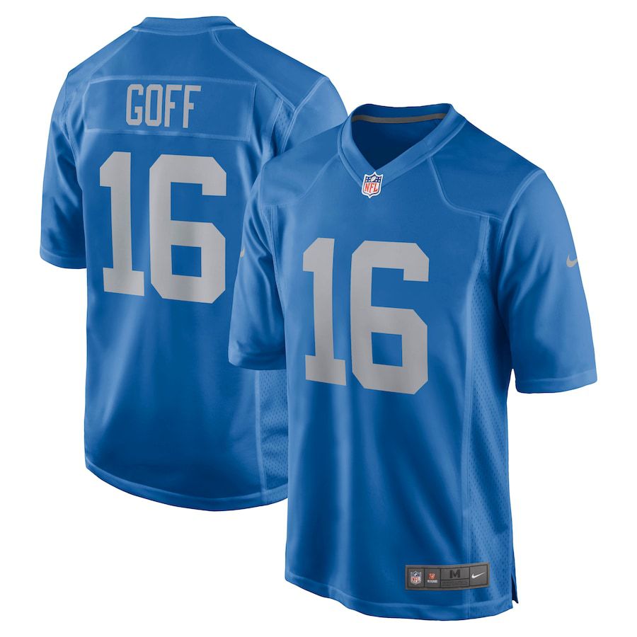 Men Detroit Lions #16 Jared Goff Nike Blue Game Player NFL Jersey